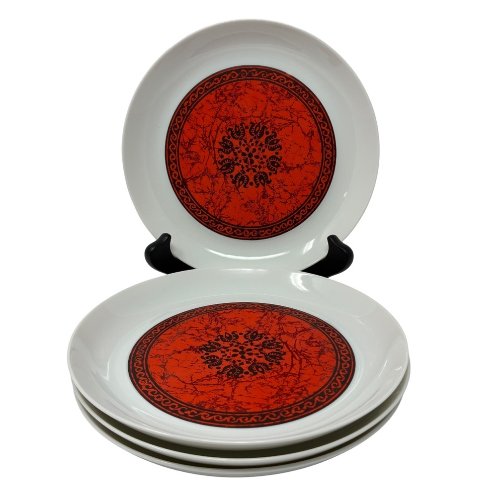 Block Bidasoa Flamenco Salad Plates Black and Red Dinnerware Crafted in Spain